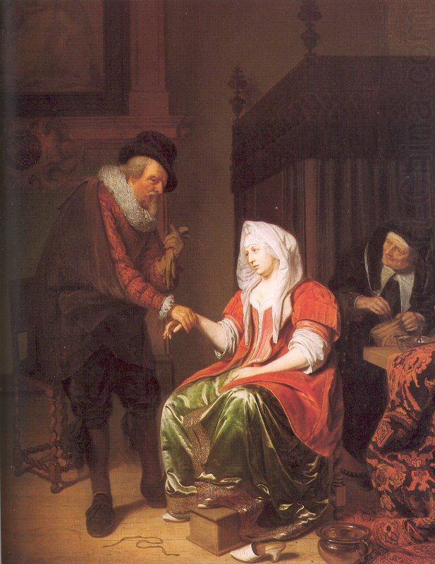 Musscher, Michiel van Doctor Taking a Young Woman's Pulse china oil painting image